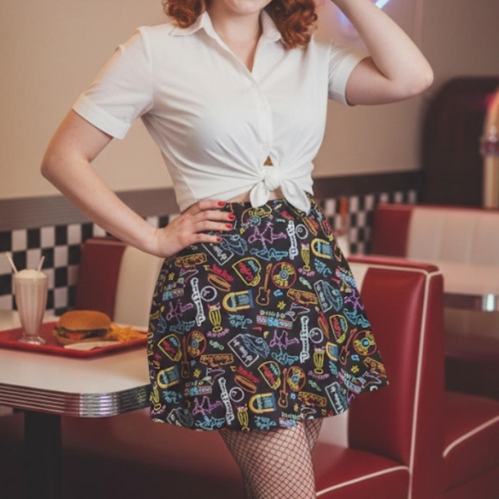 Retrolicious Mini Skirt Jukebox 50s Diner Drive In Modcloth Pin Up Rockabilly XL